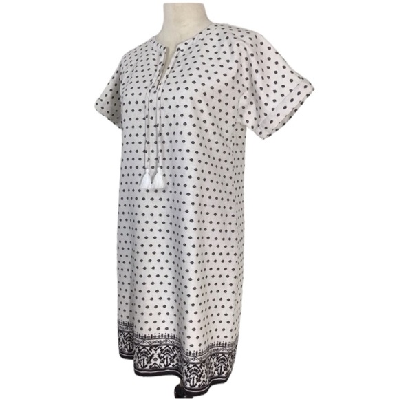 Vineyard Vines Boho Geometric Linen Blend Short Sleeve Shift Dress Size 2 NEW - Picture 7 of 7